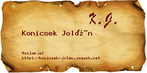 Konicsek Jolán névjegykártya