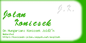jolan konicsek business card